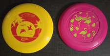Lot of 2 Vintage Retro Wham-O Frisbees, Pelicans, Pink Flamingos, Frisbee Golf