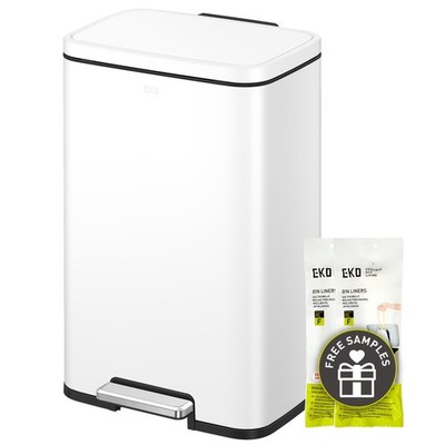 Madison Matte White 50 Liter/13.2 Gallon Step Trash Can with Inner Liner - Fi...