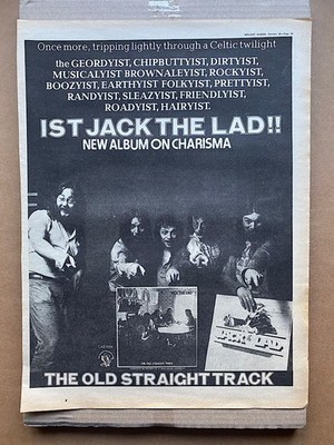 JACK THE LAD THE OLD STRAIGHT TRACK POSTER SIZED original music press advert  fr