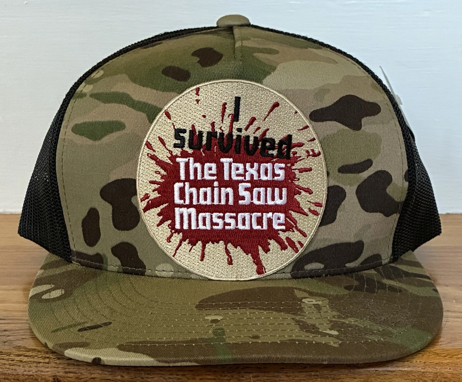 The Texas Chainsaw Massacre Hat Cap Snapback I Survived Yupoong Camo Rare NWT