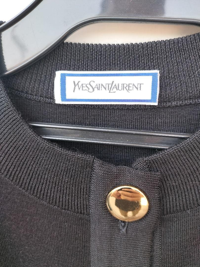 Autentico Cardigan Yves Saint Laurent Bottoni Oro Colore Nero Taglia M Donna