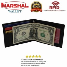 Slim Wallet Money Clip RFID Blocking Minimalist Bifold Wallet Leather Front Pock