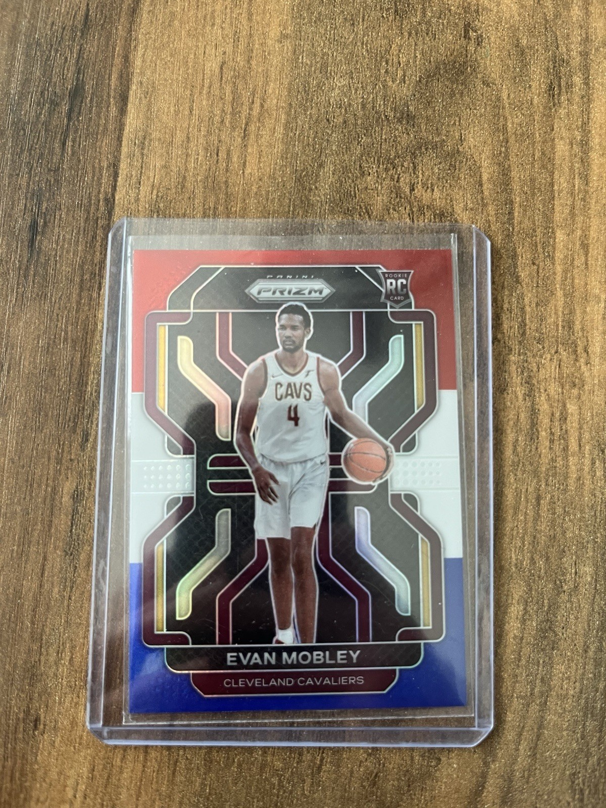 2021-22 Panini Prizm Evan Mobley #325 Red White & Blue Prizm Rookie Cavaliers