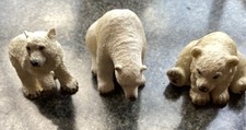 Three Small Resin Polar Bears Figurines