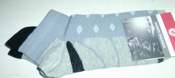 1 Paar Sneaker-Socken Grau/H.-Grau/Schwarz Gemustert Gr. 35/38 Neu-image