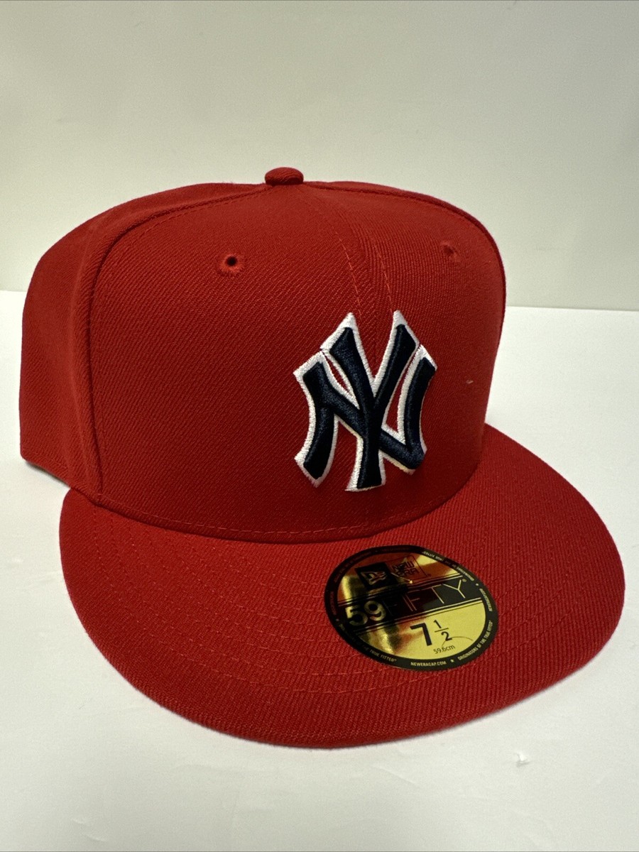 NY Yankees Red Limp Bizkit Durst Fitted Cap 7 1/2 New Era