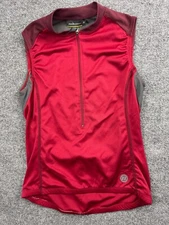 Novara Cycling Vest Women's Medium Red Gray 3/4 Zip Pockets Sleeveless Shirt