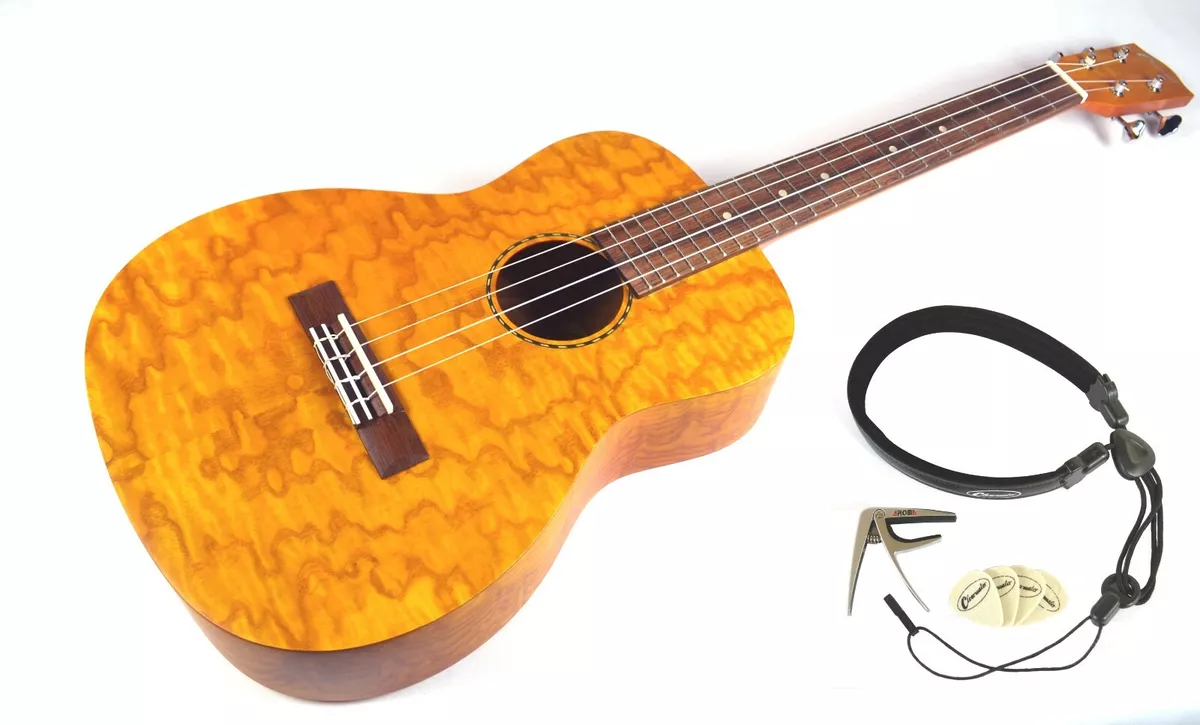 Baritone Acoustic Ukulele Willow wood satin finish Neck sling Capo