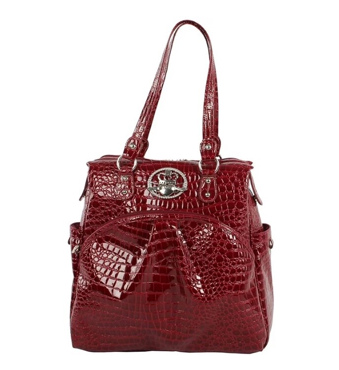 Kathy Van Zeeland Luggage Croco PVC 16" Shopper Bag Burgundy NWT $140