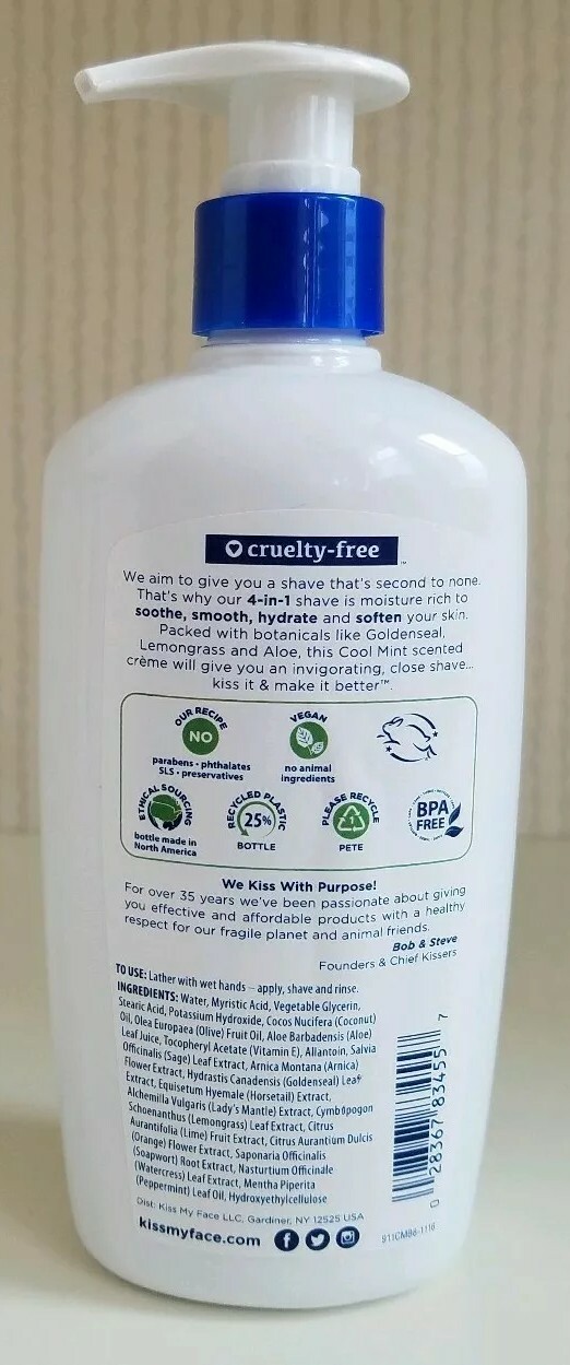 Kiss My Face Cool Mint 4 in 1 Moisture Shave Pump 11 oz Discontinued New