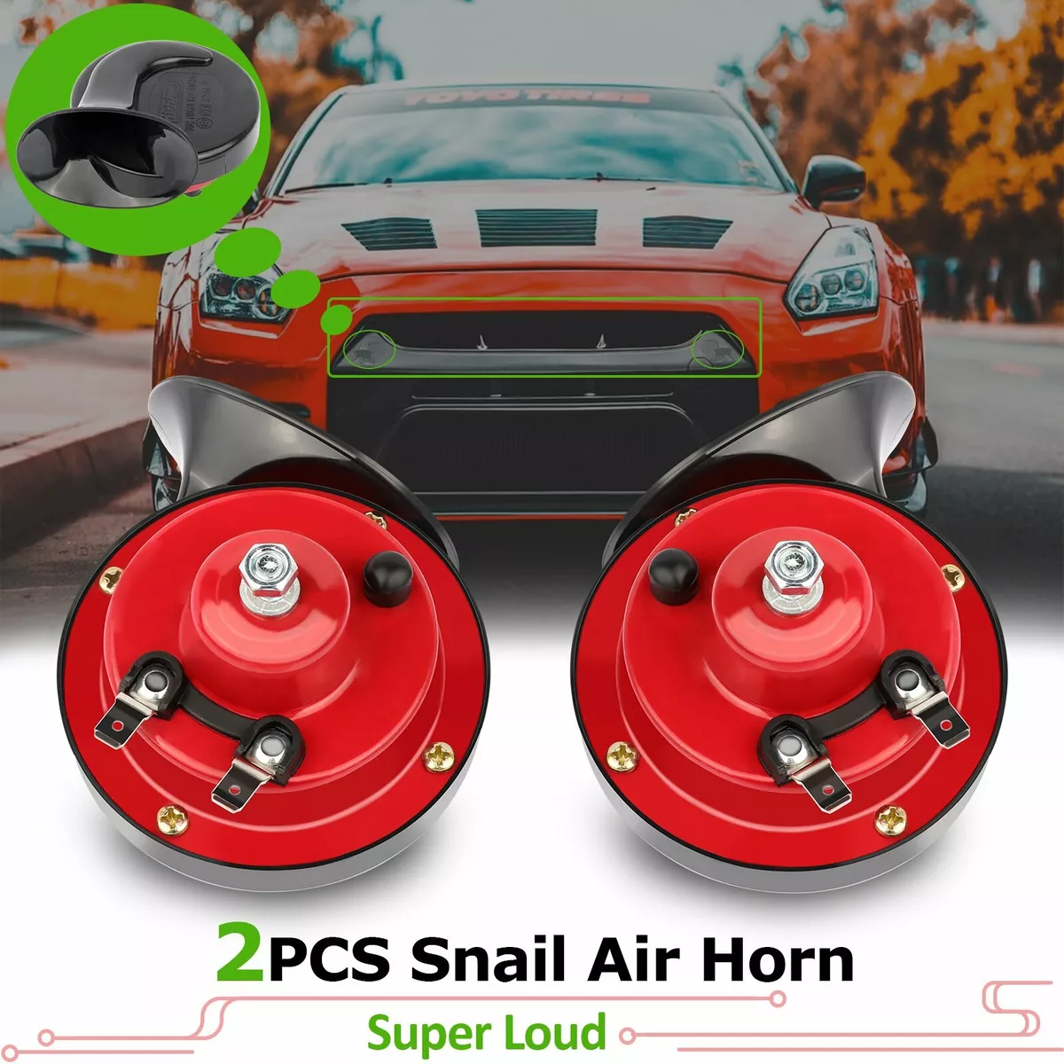 nøje Ærlighed Zealot 2 Pc 12 V 135 DB super loud dual Tone Electric Snail air Sire horn kit for  buggy | eBay