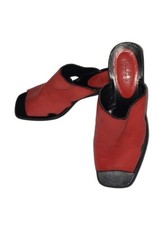 Nine West Fiery Red Leather Open Toe Mule High Block Heel Formal Work Dress 7 M