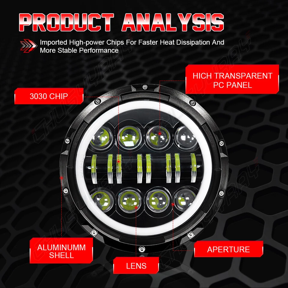 Combo de faros antiniebla de 4" LED para 1992-1998 AM General Hummer Halo Foto 4 de 4