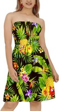 HAPPY BAY Women's Summer Smocked Mini Flowy Beach Tube Dress One Size Black,