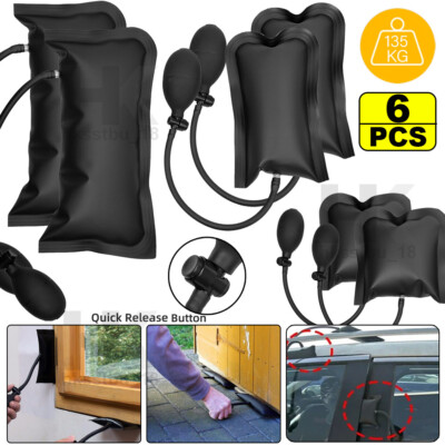 6Pc Inflatable Air Wedge Set Shim Lifting Levelling Pump Bag Tool