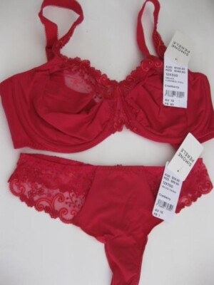 Simone Perele DELICE 10D Aust / 32D Int'l Full Bra Sz 1 Thong Cranberry Rrp $190