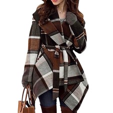 Nwt✨ | Chicwish | Turn Down Shawl Collar Plaid Wool Blend Coat - S