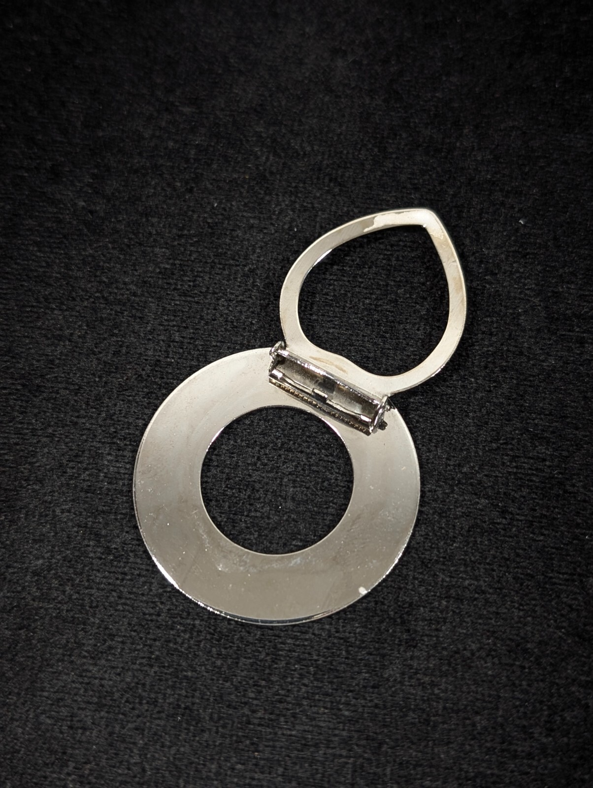 Vintage Silver Tone Brused Round Circle Mid Mod Scarf Dress Clip