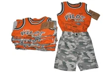 Little Baby Boy Pilot Trainer Cotton Tank Top Tee & Camouflage Short 2ps Set, 2T
