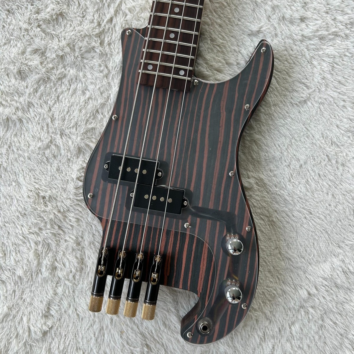 Musoo brand electric bass headless bass zebra wood body 4 string