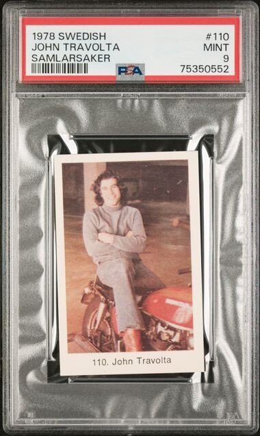 1978 Swedish Trade Card #110 JOHN TRAVOLTA Actor GREASE Movie PSA 9 MINT