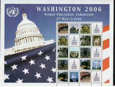 United Nations 2006 - Washington 84 Cent Sheet of 10 Stamps S13 Scott N903-7 MNH