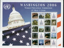 United Nations 2006 - Washington 84 Cent Sheet of 10 Stamps S13 Scott N903-7 MNH