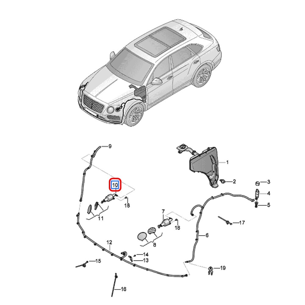 Bentley Bentayga Front Right Headlight washer P/N 36A955102B