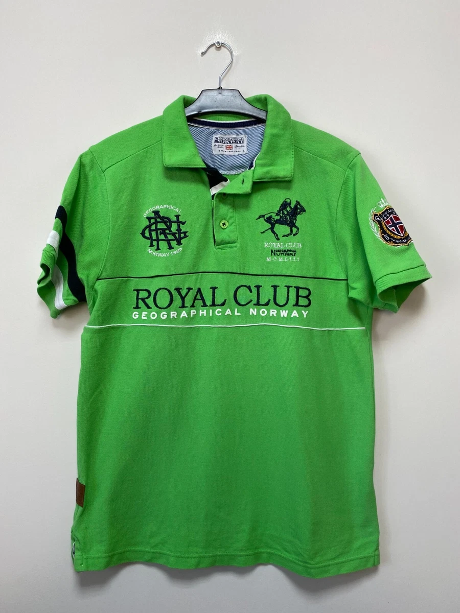 Geographical Norway Royal Club Men s Green Cotton Polo Shirts Size