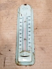 Vintage TCA Tru-Temp White Enamel 7” Wall Thermometer Made In USA