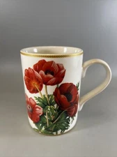 I. Godinger & Co Red Poppy Flowers Coffee Mug Cup 14 Oz. 4 1/8 In. Tall