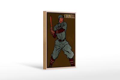 Holzschild Retro 12x18 cm Cornell Baseball Schlagmann Deko Schild