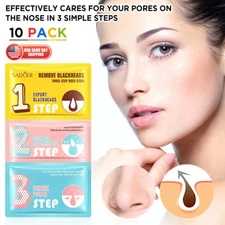10x Pore Strips Blackhead Remover Face Nose Acne Clean Peel OFF Mud Mask 3-Step