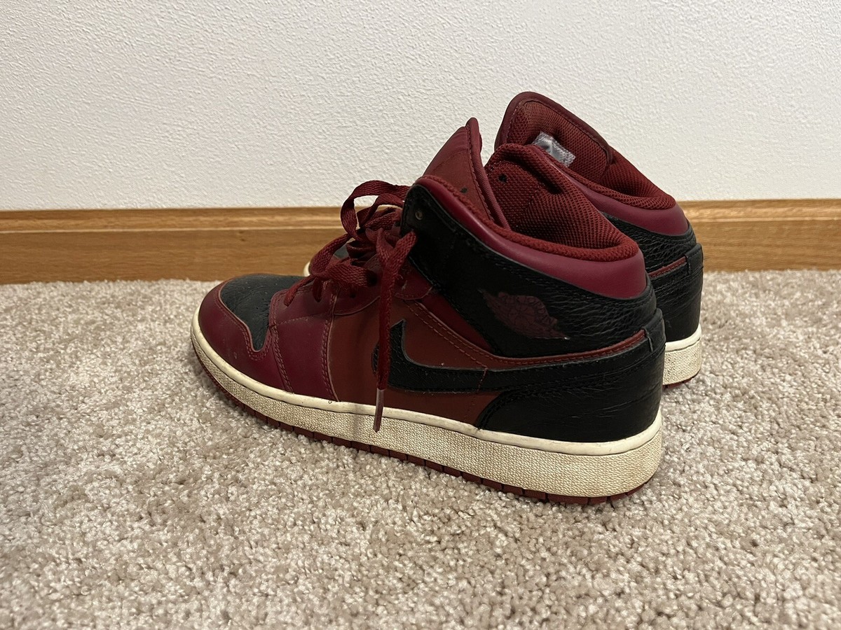 maronページ① Air Jordan 1 Mid Red Maroon Black Shoes 640734-601 Youth Kid