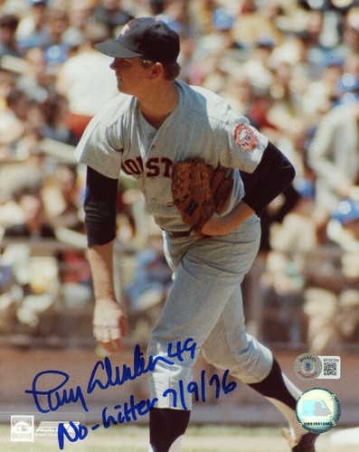 LARRY DIERKER SIGNED 8x10 PHOTO + NO HIT INSCRIPTION HOUSTON ASTROS BECKETT BAS