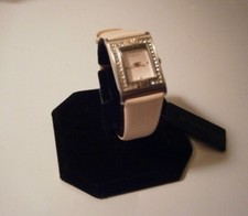 Kenneth Cole Ladies Tank Watch SS Crystal Accents Blush Pink Leather Strap NWT