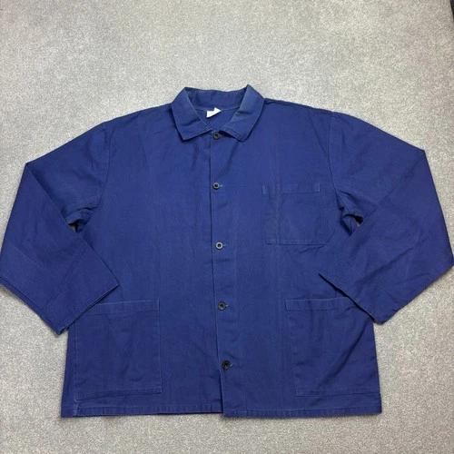 French Jacket Adult Extra Large Blue VTG Military Chore Work Wear Canvas Men
