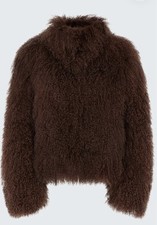 Ducie Women's Mongolian Fur Chocolate  Jacket Size L