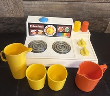 1978 Fisher price Magic Burner Stove 919 With Salt And Pepper Shakers Etc