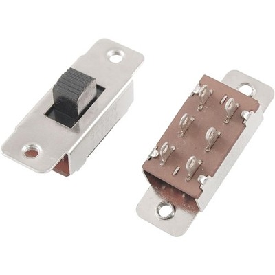 Schiebeschalter 3-Position DPDT On-Off-On 250V 6A PCB Panel Silber