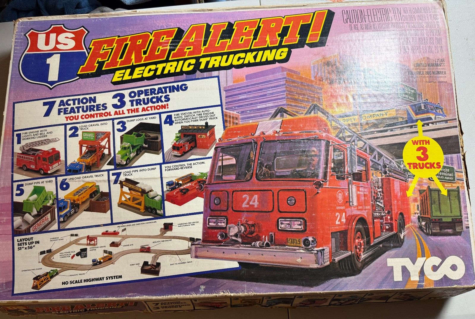 Tyco U.S. 1 Electric Trucking Fire Alert 3214 Slot Track Nea