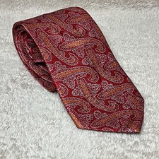 Robert Talbott Tie Mens Red Orange Paisley 100% Silk Made In USA
