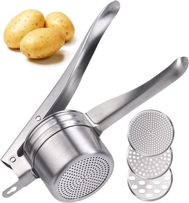 Potato Ricer 15Oz Stainless Steel by  Sturdy Masher for Creamy Mashed Potatoes..