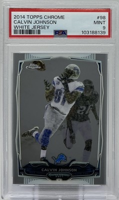 Calvin Johnson PSA 9 -2014 Topps Chrome  White Jersey Variation -Lions- Megatron