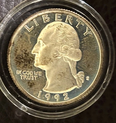 1992s silver Kennedy Half Dollar - proof (with slight discoloration)