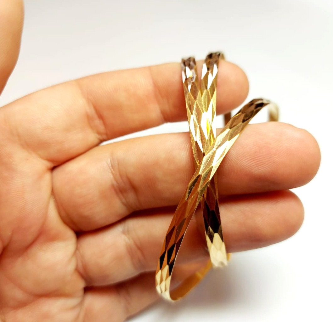 Three 18K Solid Gold Hoop Bracelets Vintage '50 I… - image 7