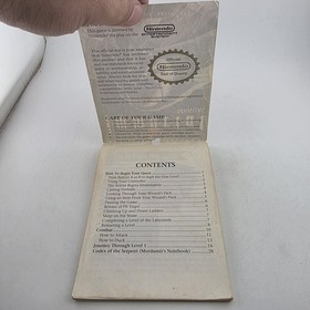 The Immortal - Manual & Insert Only - Nintendo Nes - Authentic (No Game)