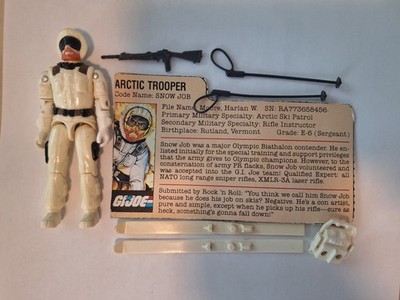 gi joe lot figure 1983 Snow Job 100% complete White Figure File Card
