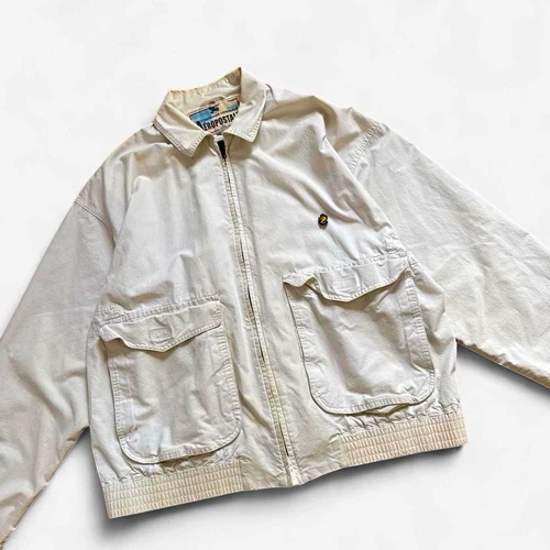 VTGAéropostale Compagnie Generale Beige Canvas Zip Bomber Jacket Size L RARE - product listing photo