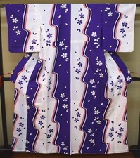 Rare Rin A20-20 Costume Used Polyester Kimono White Purple Japan